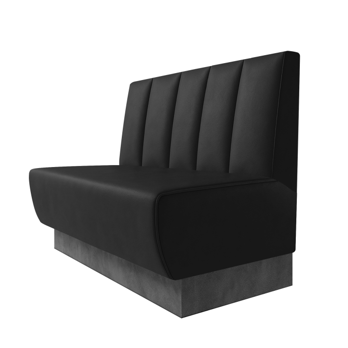 Meyer | Gastrobank | B:H 100 x 100 cm | Schwarz | Tief Gestreift | Leder | Fußleiste Grau