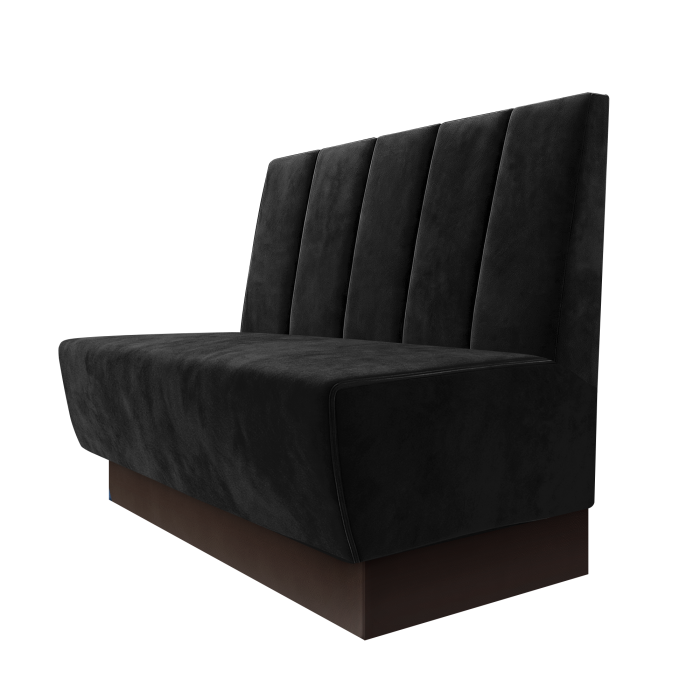Meyer | Gastrobank | B:H 100 x 100 cm | Schwarz | Tief Gestreift | Samt | Fußleiste Braun