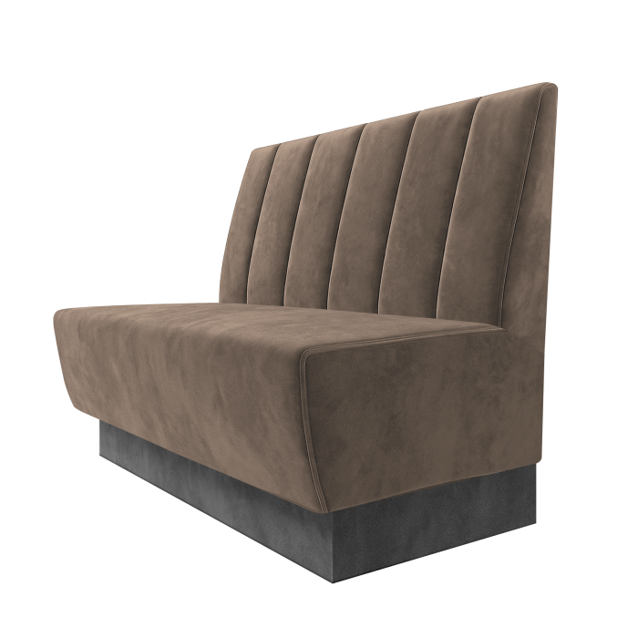Meyer | Gastrobank | B:H 100 x 100 cm | Taupe | Gestreift Doppelnahnt 24cm | Samt | Fußleiste Grau