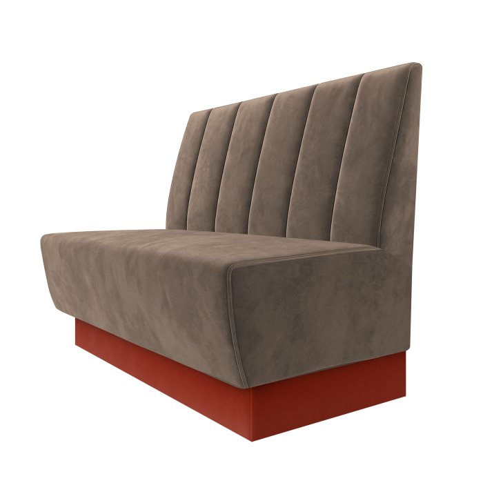 Meyer | Gastrobank | B:H 100 x 100 cm | Taupe | Gestreift Doppelnahnt 24cm | Samt | Fußleiste Rot