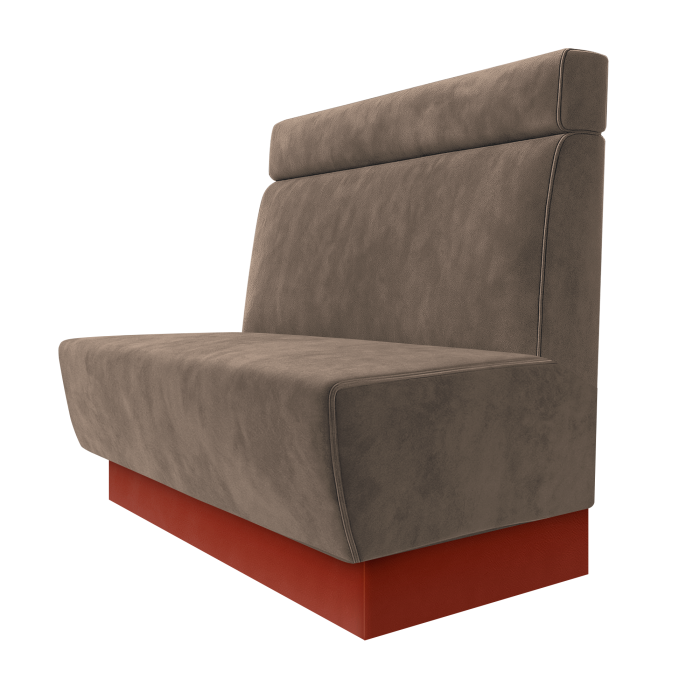 Meyer | Gastrobank | B:H 100 x 100 cm | Taupe | Glatt + Kopfteil | Samt | Fußleiste Rot