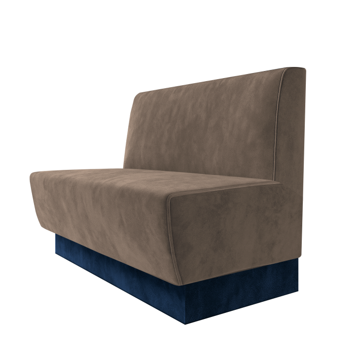 Meyer | Gastrobank | B:H 100 x 100 cm | Taupe | Glatt | Samt | Fußleiste Blau