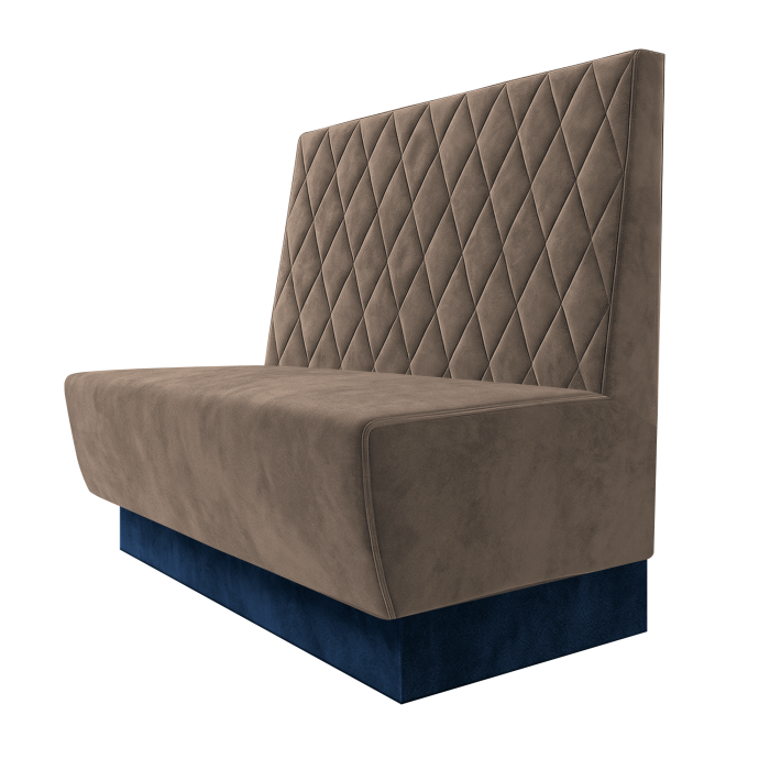 Meyer | Gastrobank | B:H 100 x 100 cm | Taupe | Raute | Samt | Fußleiste Blau