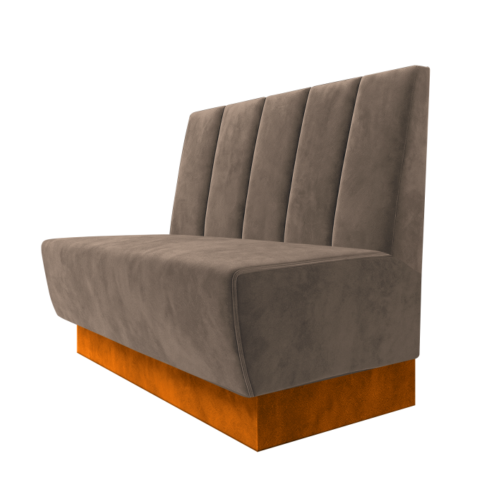 Meyer | Gastrobank | B:H 100 x 100 cm | Taupe | Tief Gestreift | Samt | Fußleiste Orange