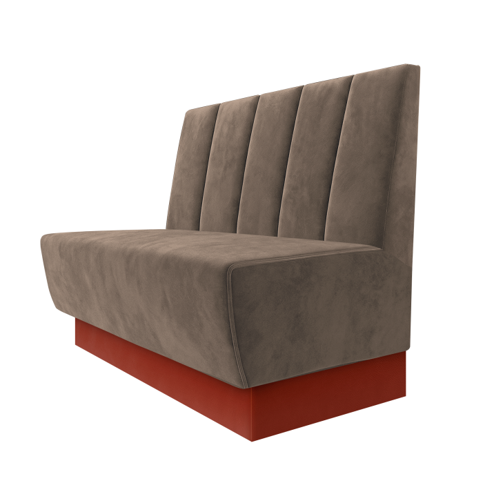 Meyer | Gastrobank | B:H 100 x 100 cm | Taupe | Tief Gestreift | Samt | Fußleiste Rot
