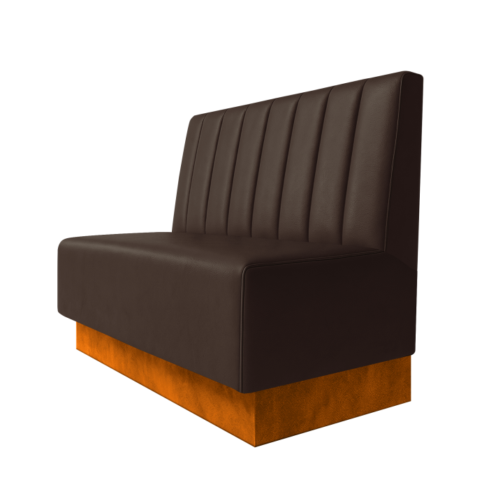 Schmidt | Gastrobank | B:H 100 x 100 cm | Braun | Gestreift 12cm | Leder | Fußleiste Orange
