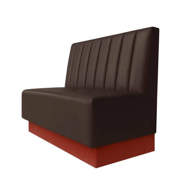 Schmidt | Gastrobank | B:H 100 x 100 cm | Braun | Gestreift 12cm | Leder | Fußleiste Rot