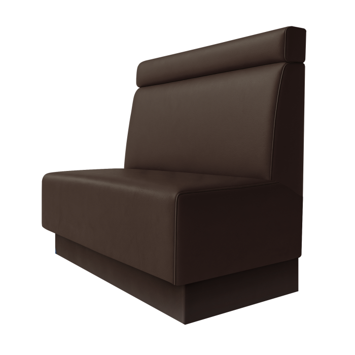 Schmidt | Gastrobank | B:H 100 x 100 cm | Braun | Glatt + Kopfteil | Leder | Fußleiste Braun