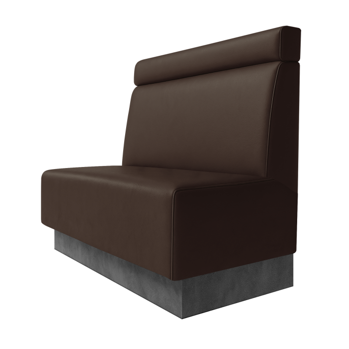 Schmidt | Gastrobank | B:H 100 x 100 cm | Braun | Glatt + Kopfteil | Leder | Fußleiste Grau