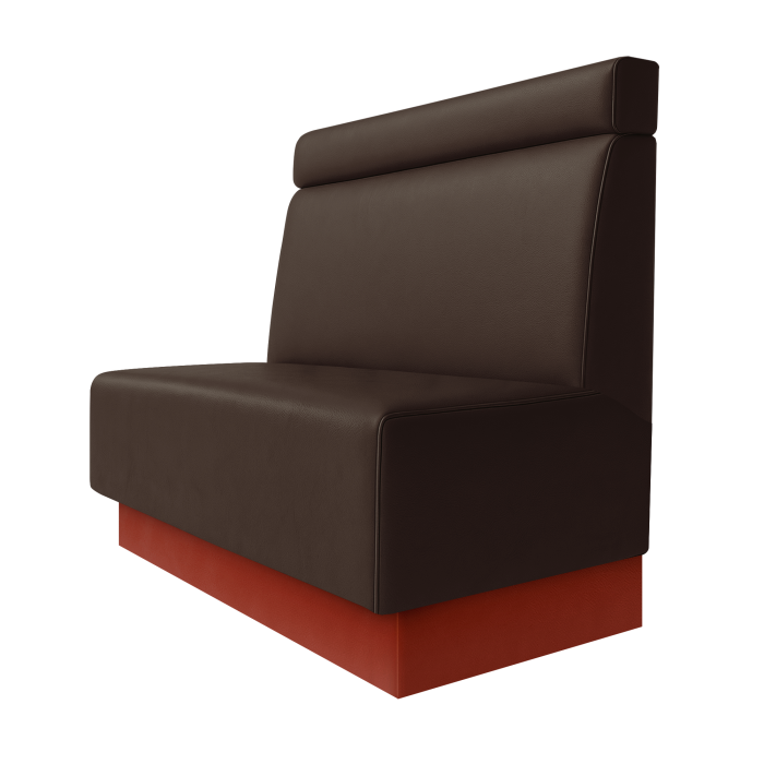 Schmidt | Gastrobank | B:H 100 x 100 cm | Braun | Glatt + Kopfteil | Leder | Fußleiste Rot