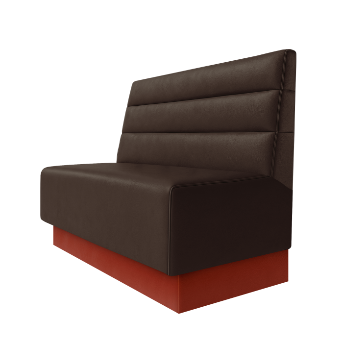 Schmidt | Gastrobank | B:H 100 x 100 cm | Braun | Horizontal Gestreift | Leder | Fußleiste Rot