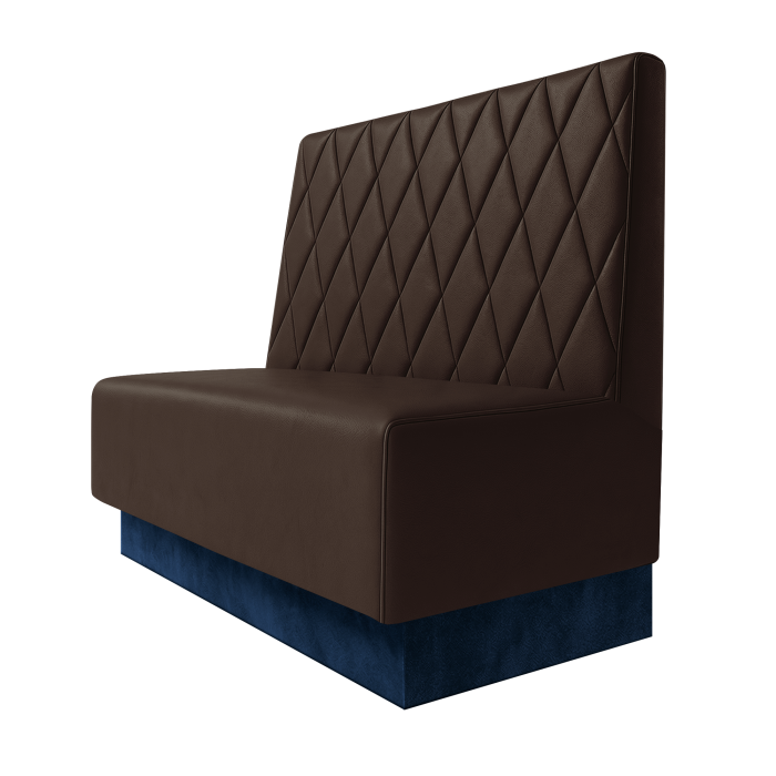 Schmidt | Gastrobank | B:H 100 x 100 cm | Braun | Raute | Leder | Fußleiste Blau