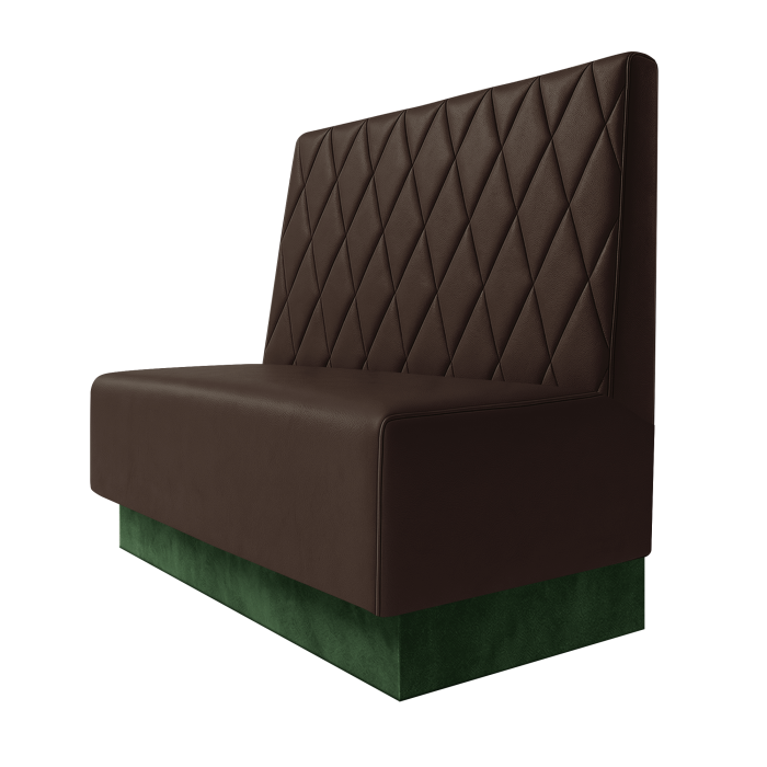 Schmidt | Gastrobank | B:H 100 x 100 cm | Braun | Raute | Leder | Fußleiste Grün