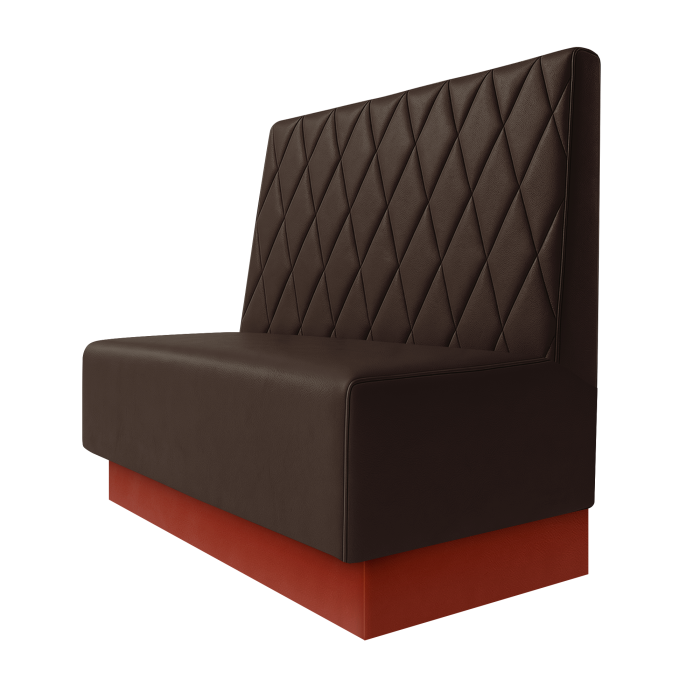 Schmidt | Gastrobank | B:H 100 x 100 cm | Braun | Raute | Leder | Fußleiste Rot