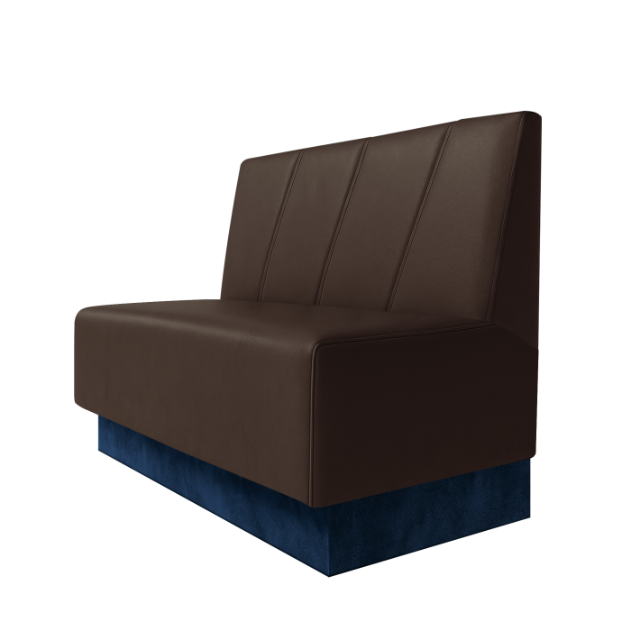 Schmidt | Gastrobank | B:H 100 x 100 cm | Braun | Schräg Gestreift | Leder | Fußleiste Blau