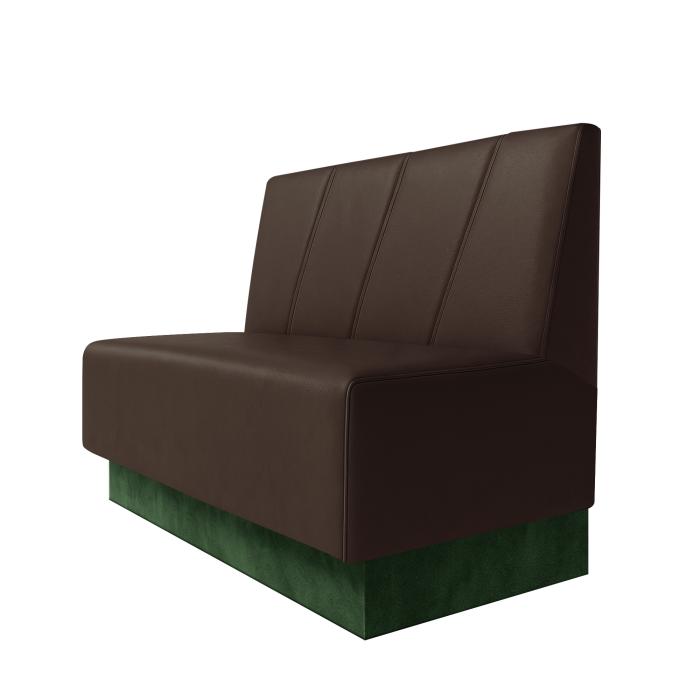 Schmidt | Gastrobank | B:H 100 x 100 cm | Braun | Schräg Gestreift | Leder | Fußleiste Grün