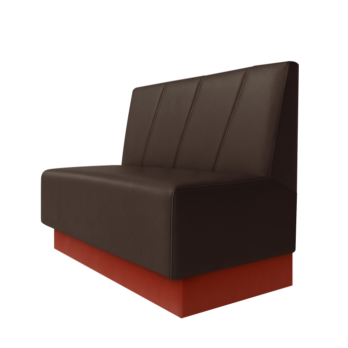 Schmidt | Gastrobank | B:H 100 x 100 cm | Braun | Schräg Gestreift | Leder | Fußleiste Rot