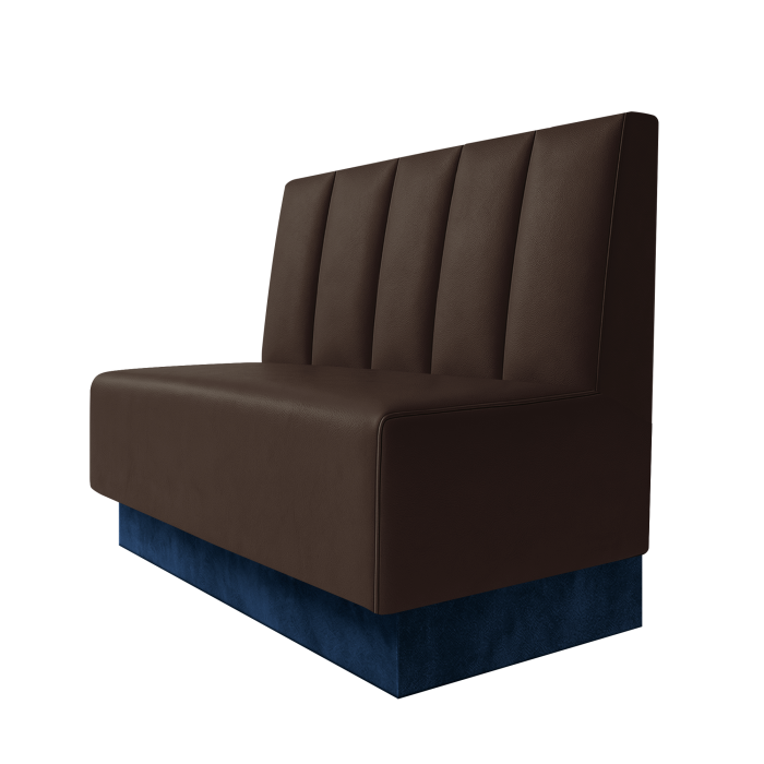 Schmidt | Gastrobank | B:H 100 x 100 cm | Braun | Tief Gestreift | Leder | Fußleiste Blau