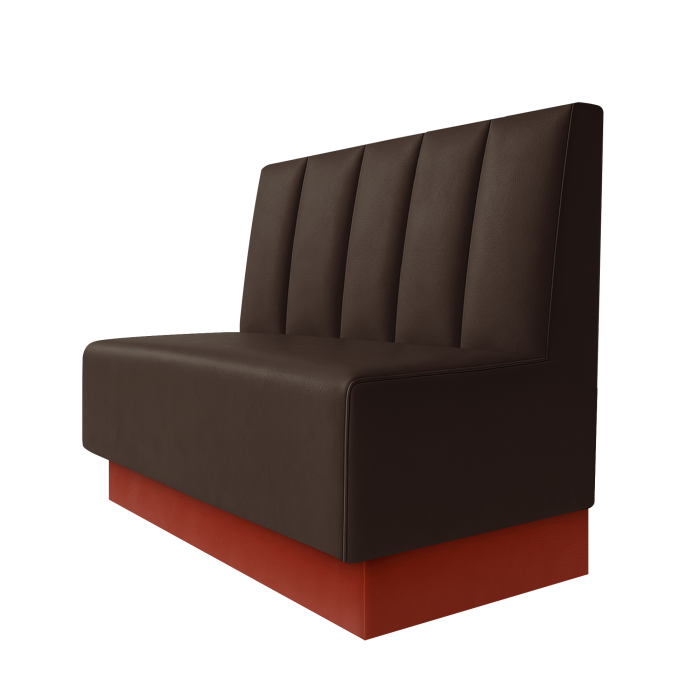 Schmidt | Gastrobank | B:H 100 x 100 cm | Braun | Tief Gestreift | Leder | Fußleiste Rot