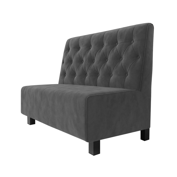 Schmidt | Gastrobank | B:H 100 x 100 cm | Grau | Chesterfield | Samt | Möbelfuß Schwarz