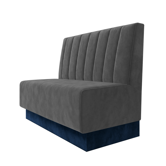 Schmidt | Gastrobank | B:H 100 x 100 cm | Grau | Gestreift 12cm | Samt | Fußleiste Blau