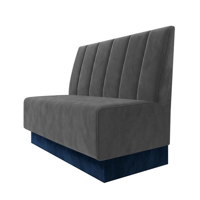 Schmidt | Gastrobank | B:H 100 x 100 cm | Grau | Gestreift Doppelnahnt 24cm | Samt | Fußleiste Blau