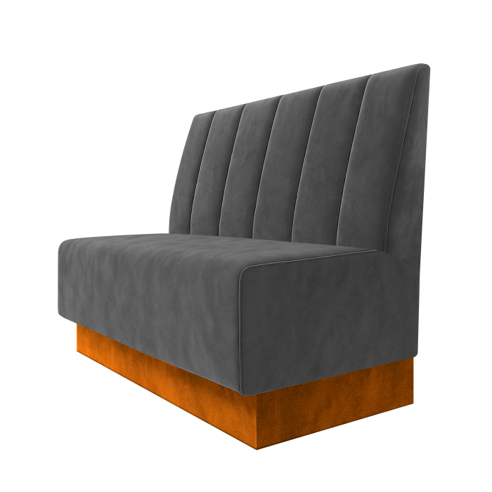 Schmidt | Gastrobank | B:H 100 x 100 cm | Grau | Gestreift Doppelnahnt 24cm | Samt | Fußleiste Orange