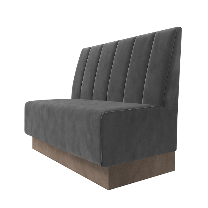 Schmidt | Gastrobank | B:H 100 x 100 cm | Grau | Gestreift Doppelnahnt 24cm | Samt | Fußleiste Taupe