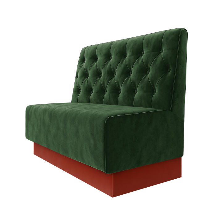 Schmidt | Gastrobank | B:H 100 x 100 cm | Grün | Chesterfield | Samt | Fußleiste Rot