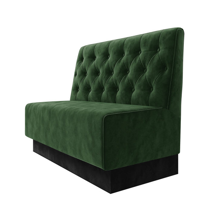 Schmidt | Gastrobank | B:H 100 x 100 cm | Grün | Chesterfield | Samt | Fußleiste Schwarz