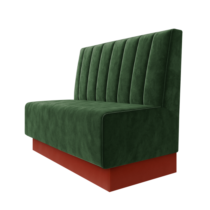 Schmidt | Gastrobank | B:H 100 x 100 cm | Grün | Gestreift 12cm | Samt | Fußleiste Rot
