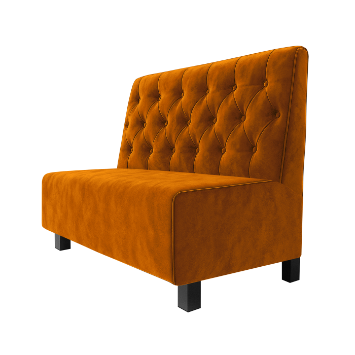 Schmidt | Gastrobank | B:H 100 x 100 cm | Orange | Chesterfield | Samt | Möbelfuß Schwarz