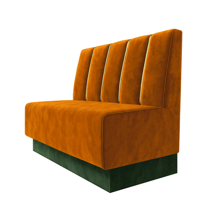 Schmidt | Gastrobank | B:H 100 x 100 cm | Orange | Dubai | Samt | Fußleiste Grün