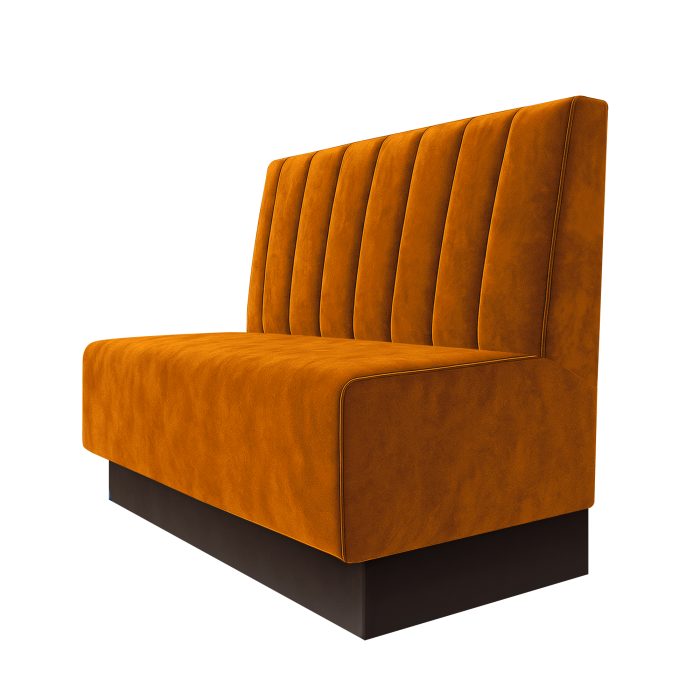 Schmidt | Gastrobank | B:H 100 x 100 cm | Orange | Gestreift 12cm | Samt | Fußleiste Braun