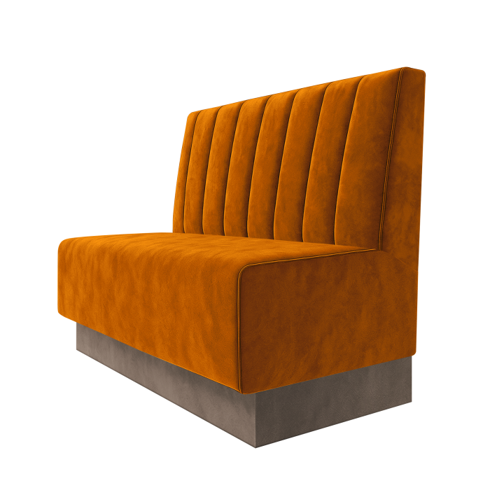 Schmidt | Gastrobank | B:H 100 x 100 cm | Orange | Gestreift 12cm | Samt | Fußleiste Taupe