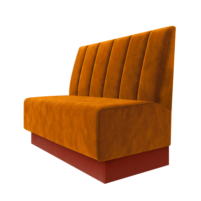 Schmidt | Gastrobank | B:H 100 x 100 cm | Orange | Gestreift Doppelnahnt 24cm | Samt | Fußleiste Rot