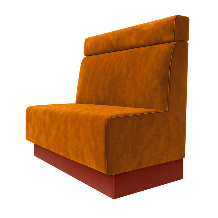 Schmidt | Gastrobank | B:H 100 x 100 cm | Orange | Glatt + Kopfteil | Samt | Fußleiste Rot