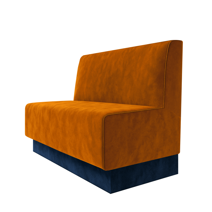 Schmidt | Gastrobank | B:H 100 x 100 cm | Orange | Glatt | Samt | Fußleiste Blau