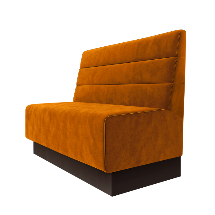 Schmidt | Gastrobank | B:H 100 x 100 cm | Orange | Horizontal Gestreift | Samt | Fußleiste Braun