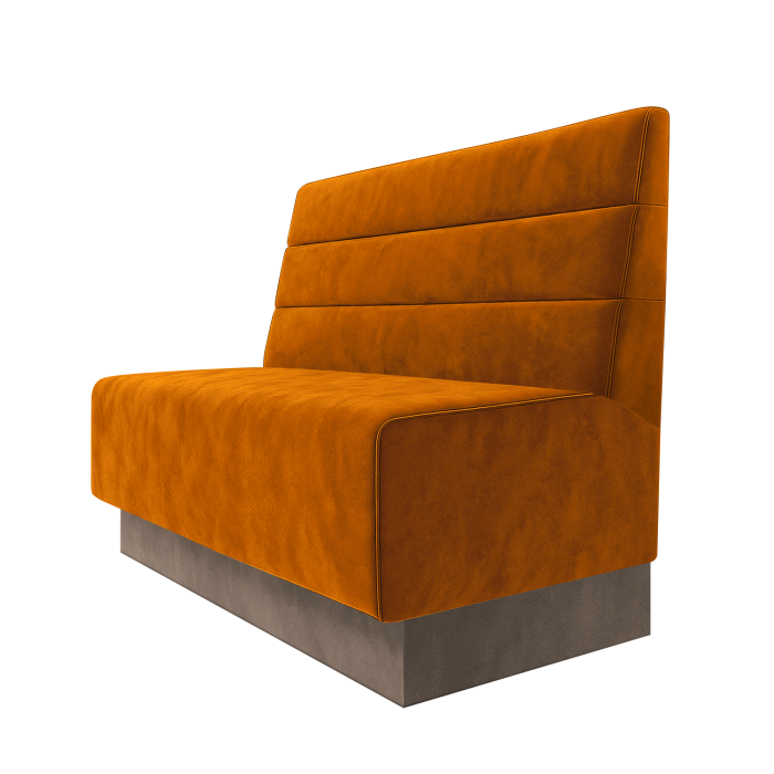 Schmidt | Gastrobank | B:H 100 x 100 cm | Orange | Horizontal Gestreift | Samt | Fußleiste Taupe