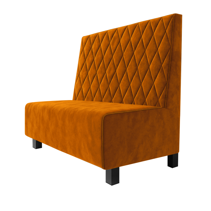 Schmidt | Gastrobank | B:H 100 x 100 cm | Orange | Raute | Samt | Möbelfuß Schwarz