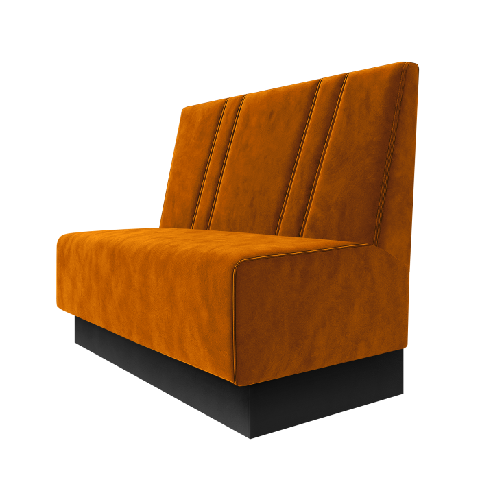 Schmidt | Gastrobank | B:H 100 x 100 cm | Orange | Schräg Gestreift | Samt | Fußleiste Schwarz