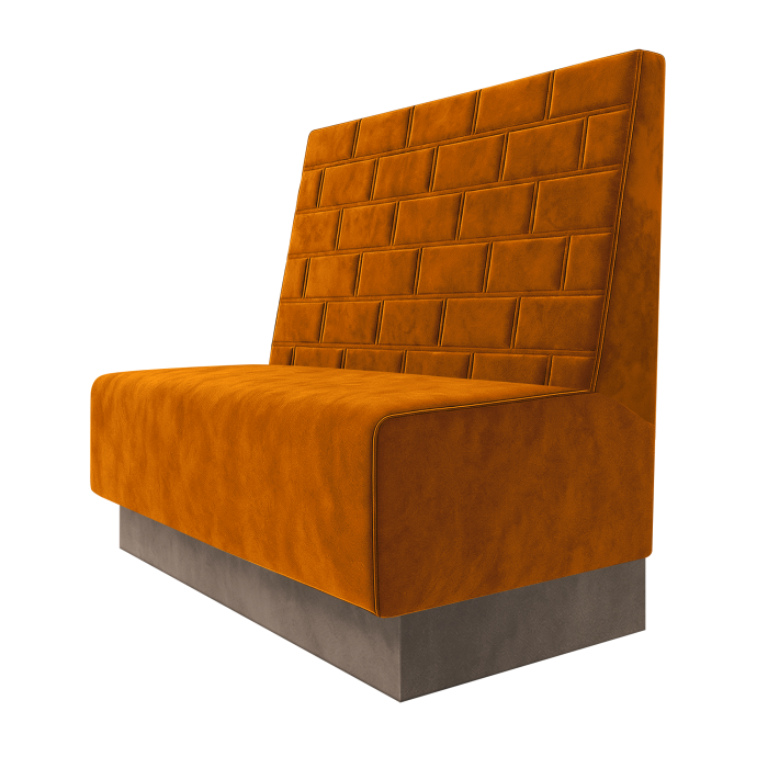 Schmidt | Gastrobank | B:H 100 x 100 cm | Orange | Stein | Samt | Fußleiste Taupe
