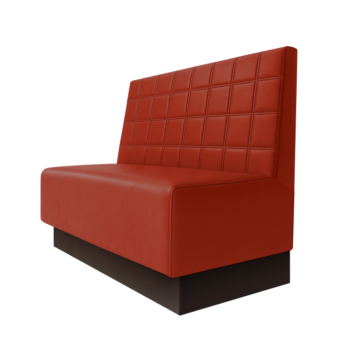Schmidt | Gastrobank | B:H 100 x 100 cm | Rot | Blocks | Leder | Fußleiste Braun