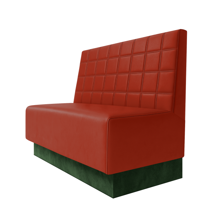 Schmidt | Gastrobank | B:H 100 x 100 cm | Rot | Blocks | Leder | Fußleiste Grün