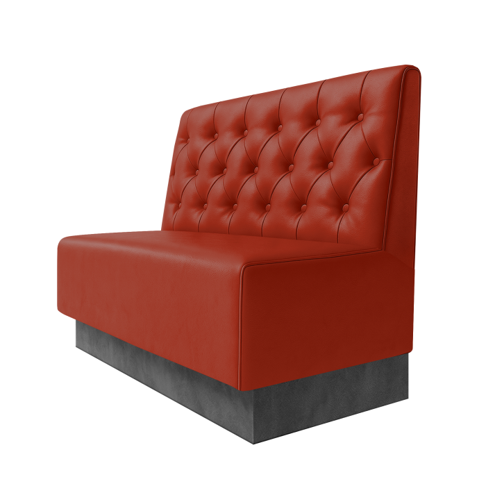 Schmidt | Gastrobank | B:H 100 x 100 cm | Rot | Chesterfield | Leder | Fußleiste Grau