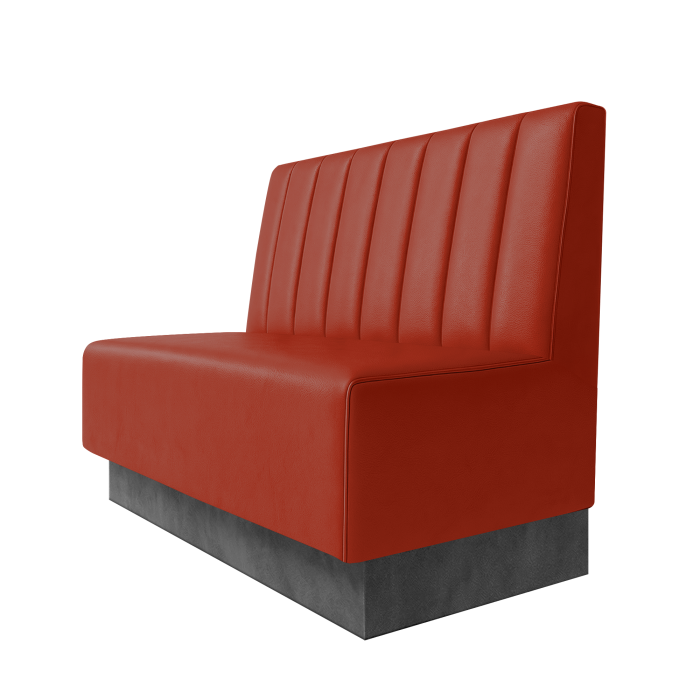 Schmidt | Gastrobank | B:H 100 x 100 cm | Rot | Gestreift 12cm | Leder | Fußleiste Grau