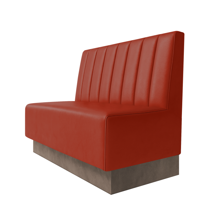 Schmidt | Gastrobank | B:H 100 x 100 cm | Rot | Gestreift 12cm | Leder | Fußleiste Taupe