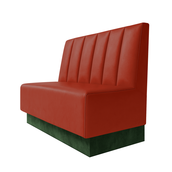 Schmidt | Gastrobank | B:H 100 x 100 cm | Rot | Gestreift Doppelnahnt 24cm | Leder | Fußleiste Grün