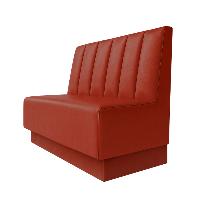 Schmidt | Gastrobank | B:H 100 x 100 cm | Rot | Gestreift Doppelnahnt 24cm | Leder | Fußleiste Rot